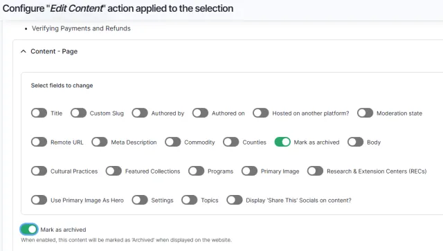 archive bulk options