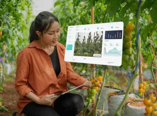 Screen shows how an AI platform turns field imagery into block-level readings