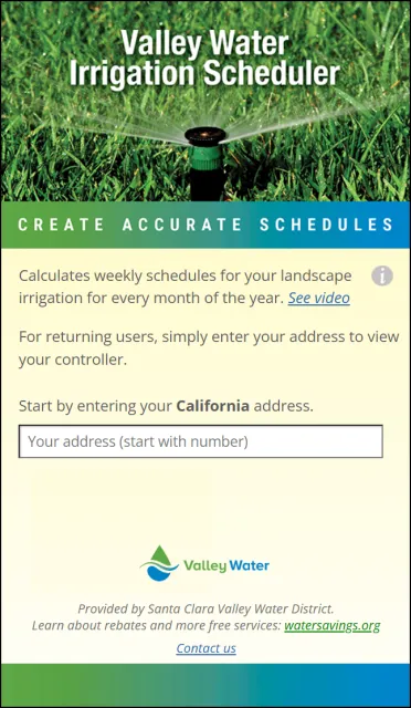 Information about Valley Water Irrigation Scheduler