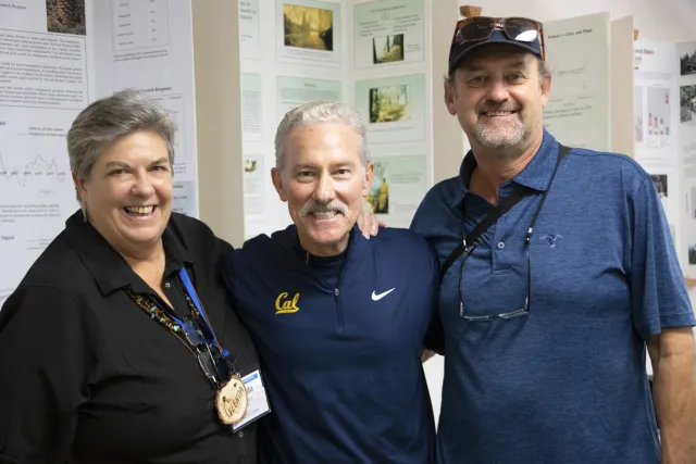 Glenda Humiston, Rich Lyons and David Ackerly at Blodgett Forest education center