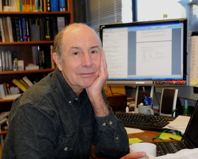 UC Davis Distinguished Professor Bruce Hammock in his Briggs Hall office. (Photo by Kathy Keatley Garvey)