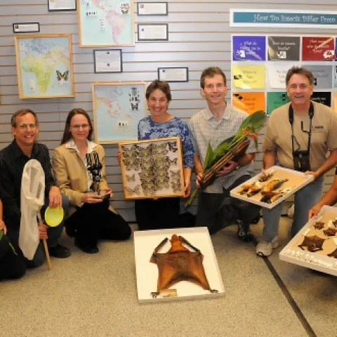 OFF TO INDONESIA--This group of UC Davis scientists will be doing research in Indonesia. From left are Ellen Dean, museum scientist, UC Davis Herbarium; Steve Heydon, senior museum scientist, Bohart Museum of Entomology; Kyria Boundy-Mills, curator of the Phaff Yeast Culture Collection in the UC Davis Department of Food Science and Technology; Lynn Kimsey, director of the Bohart Museum of Entomology and chair of the UC Davis Department of Entomology; principal investigator Dan Potter, a plant systematist at