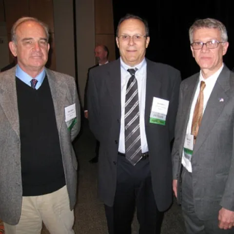 NEWLY INDUCTED FELLOWS of the Entomological Society of America are these three UC professors. From left are Brian Federici and Alexander Raikhel of UC Riverside and Walter Leal of UC Davis. (Courtesy photo)