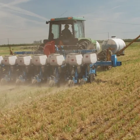 Planting a no-till farm.