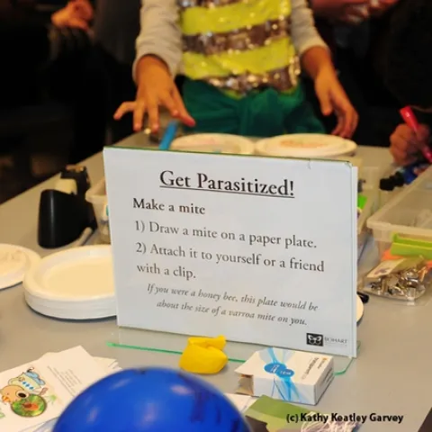 Get parasitized! The sign at the Bohart Museum says it all. (Photo by Kathy Keatley Garvey)