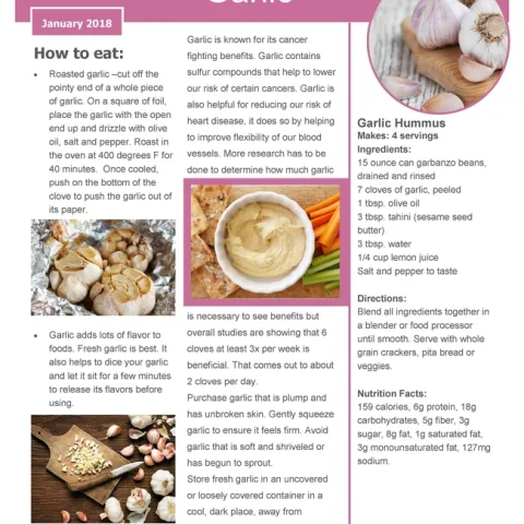 January 2018 - Veggies of the Month Page 1