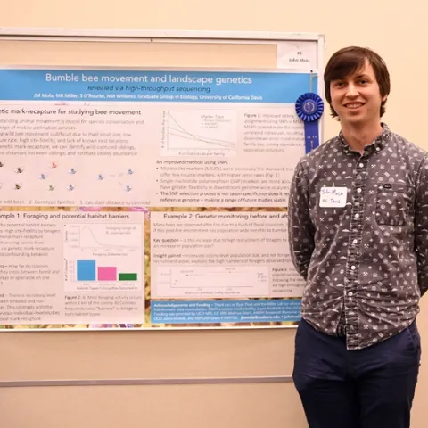 UC Davis doctoral student John Mola won the Bee Symposium's graduate student poster competition for his research on bumble bees. He won $850. (Photos by Kathy Keatley Garvey)