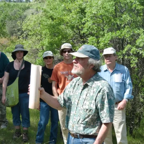 Doug McCreary speaking at an oak regeneration field day. Photo by Rick Standiford.