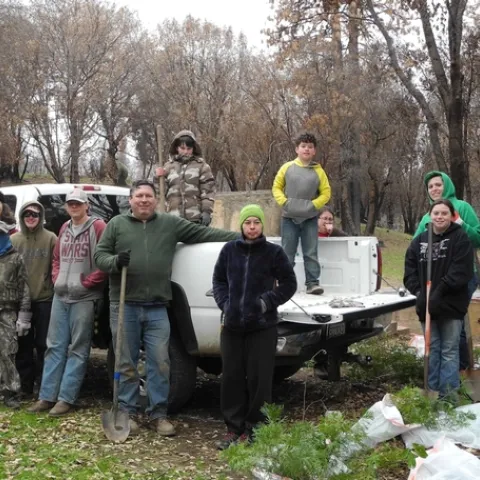 Oroville Foothill 4-H Fire Recovery Crew at Tree Planting Event in Ponderosa Fire Area, Feather Falls, CA