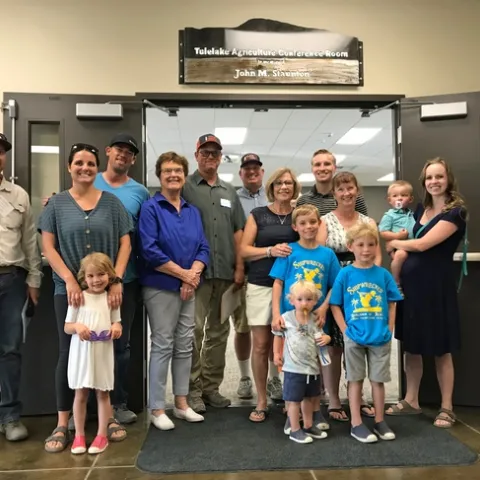 Rob Wilson and Staunton family at the grand opening. The conference room was dedicated in honor of the late John Staunton. Staunton Farms and the Staunton family donated $25,000 for the project.