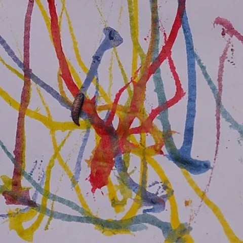 This maggot art is the work of entomologist-artist Diane Ullman, professor of entomology at UC Davis and former chair of the department. She served as the co-founding director of the UC Davis Art/Science Fusion Program. (Photo by Kathy Keatley Garvey)