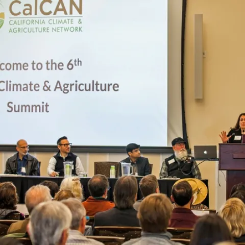 UCCE advisor Ruth Dahlquist-Willard speaks at the CalCAN Summit.