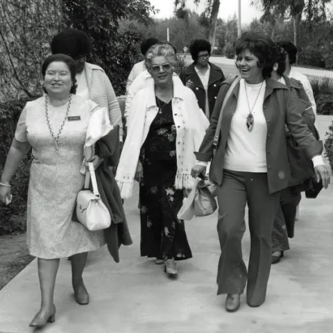 EFNEP educators Inez Cisneros, Betty Miles, Emma Casas, Bertha Zermeno and Celia Guitierrez. Date unknown.