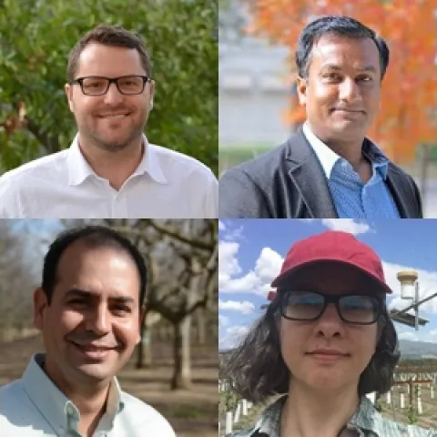 UC water experts Sandoval, Grantham, Khan, Nocco, Bruno, Medellin, and Suvočarev (clockwise from top left) are kicking off the first session of the new webinar series.