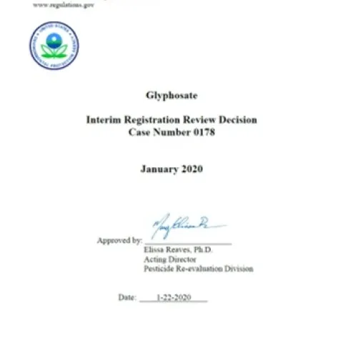 USEPA glyphosate rereg decision Jan2020