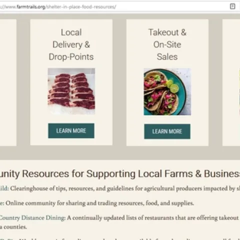 screenshot from Sonoma County Farm Trails "Shelter-in-Place Resources" website