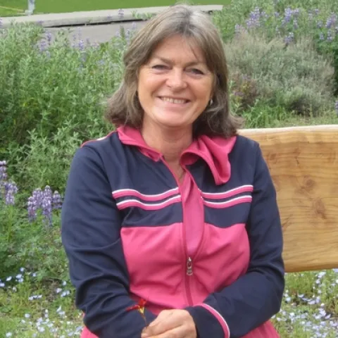 Rhonda Allen in Pollinator Garden