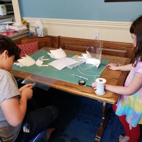 Materials used, cutting the face sheild