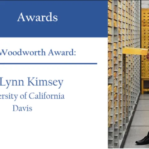 PBESA presented Lynn Kimsey, director of the Bohart Museum of Entomology, with the C. W. Woodworth Award, with this graphic at its virtual awards ceremony.
