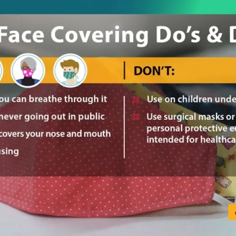 During Stage 2 of reopening, UC ANR guidelines call for wearing face coverings (cloth or paper masks, cloth bandanas, etc.) when six feet of separation between people cannot be maintained.