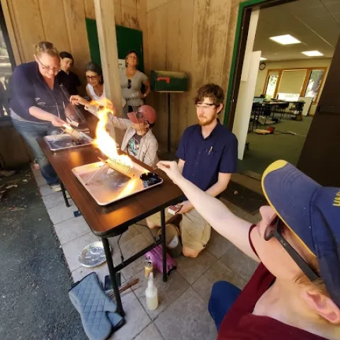 Teachers practice delivering lessons from the FireWorks Oak Woodlands curriculum.