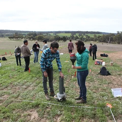 Food ought to be incorporated in every school curriculum, says Christian Nansen. Here his former students at the University of Western Australia, Preth, learn about designing and installing a garden. (Photo by Christian Nansen)