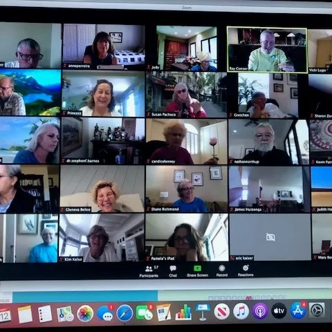 Photo of zoom screen with multiple program trainees attending plant propagation and flower disection workshop
