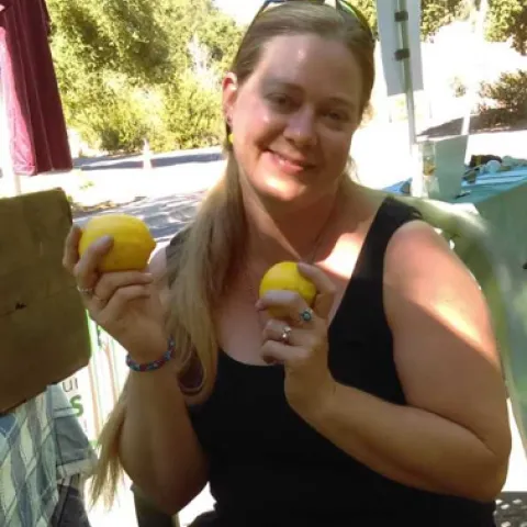 Me, happy as ever, with my lemons