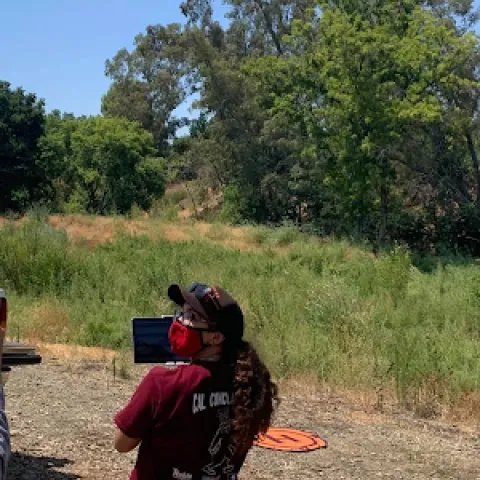 Hannah Lopez flying the Matrice: masked up!