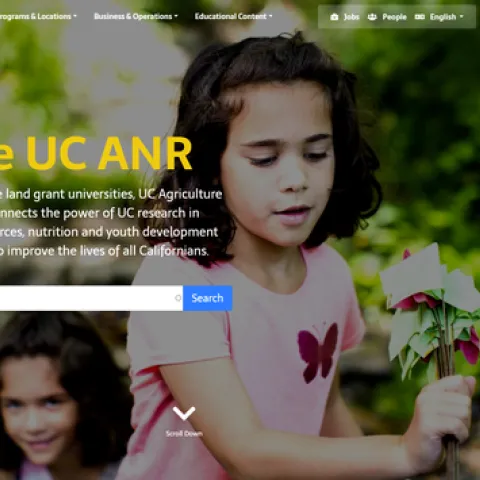 Example of what UC ANR's new website will look like when the web interface platform is launched.