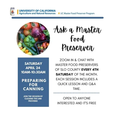 Announcement of Ask a Master Food Preserver Session