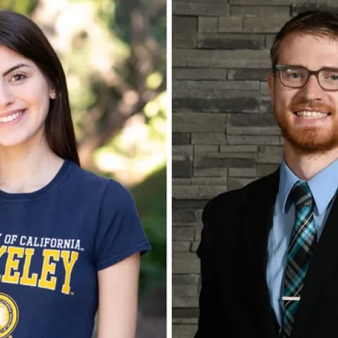 Anna Rios, left, of UC Berkeley, and Conor McCabe of UC Davis are UC ANR's Global Food Initiative fellows for the 2021-22 school year.