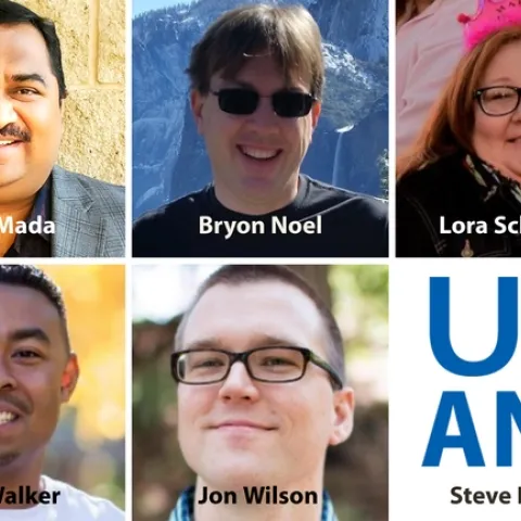 Headshots of Sree Mada, Ron Walker, Jon Wilson, Lora Schroeder and Bryon Noel. Steve Edberg isn't picture, just his name appears.