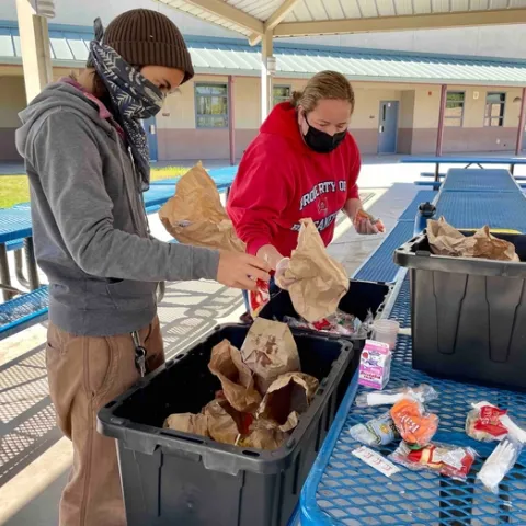 Lunchtime cafeteria waste audit at Norton Elementary