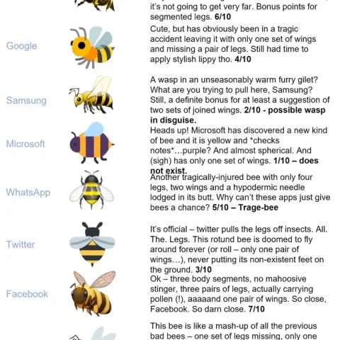 This is how Dr. Helen Taylor, conservation programme manager for the Royal Zoological Society of Scotland, described the various bee emojis.