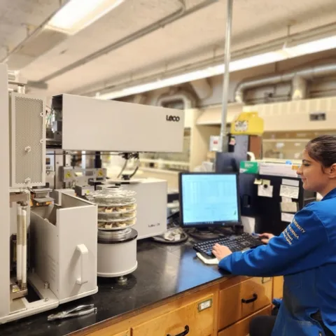 UC ANR researchers who need soil, plant, water, wastewater and feed tested may use the UC Davis Analytical Lab. Ashley operates a carbon nitrogen analyzer.
