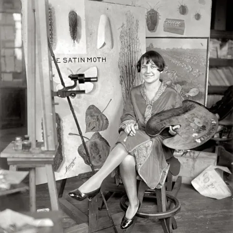 Mary Foley (later Mary Foley Benson), working as a scientific illustrator with USDA. This image was taken in 1926.