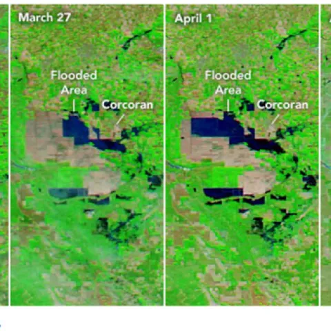 Tulare lake time sequence Nasa April 28. https://earthobservatory.nasa.gov/images/151284/tulare-lake-grows#