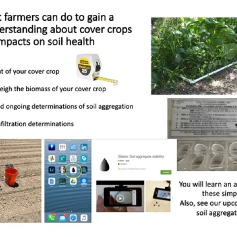 Slide of soil health test kit materials given to network farmer participants CIG NRCS State No-till 2022