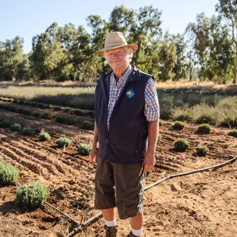 Master Gardener Richard Gillespie on his 'Lavender Fresh Farm' in western Fresno. (Photo: Sarah del Pozo)