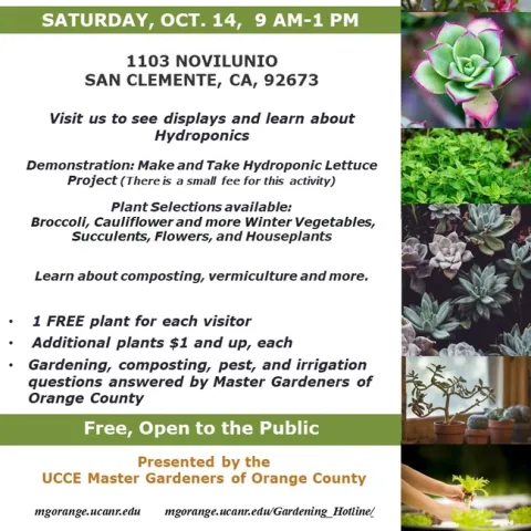 Don't Miss Out! Master Gardeners Event: Pop-Up Plant Giveaway & Hydroponics Demo!