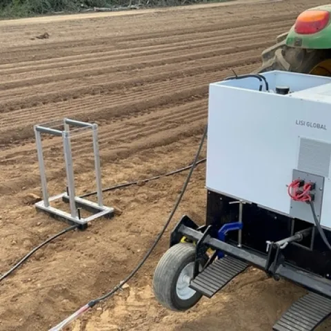 Figure 1: An overview of pulse electric field application in Nursery Beds near Boring, OR, in the fall of 2023.