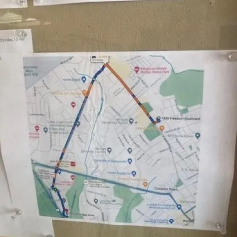 Map showing our new UCCE address and how to get there from the old one. Please call 831 763 8001 before you go.