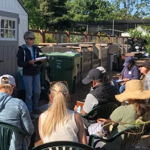 Growing Gardeners Instructor Billi Haug leads a class on Composting at Our Garden in Walnut Creek. Photo by Lori Palmquist.