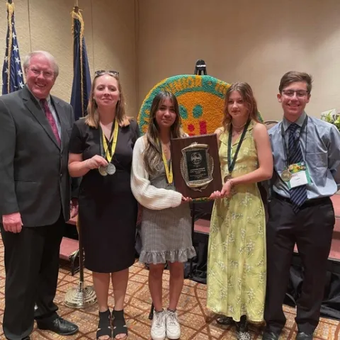 The national champion California 4-H Horticulture Team. From left, Michael Rethwisch, Jolene Junge, Maya Krishnaswamy, Noemi Nejedli and Lucas Gribi.
