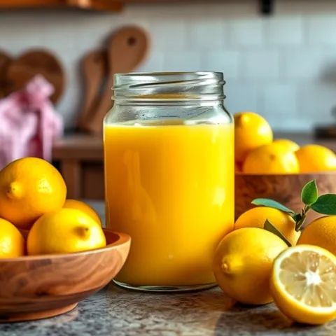 Lemons and a mason jar of lemon curd