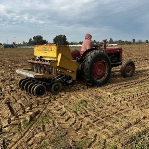 A piece of farm equipment in the field