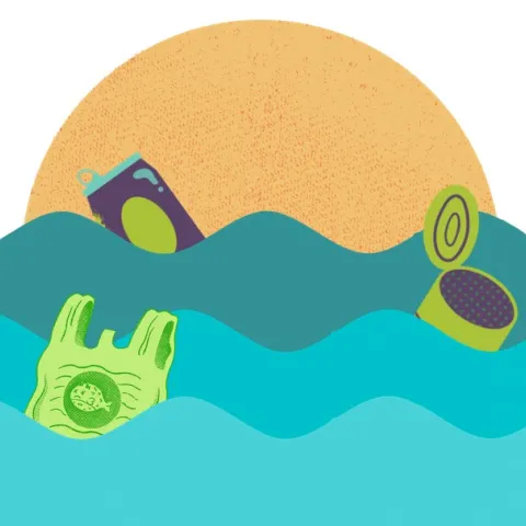 Ocean water polluted with plastics and other pollutants