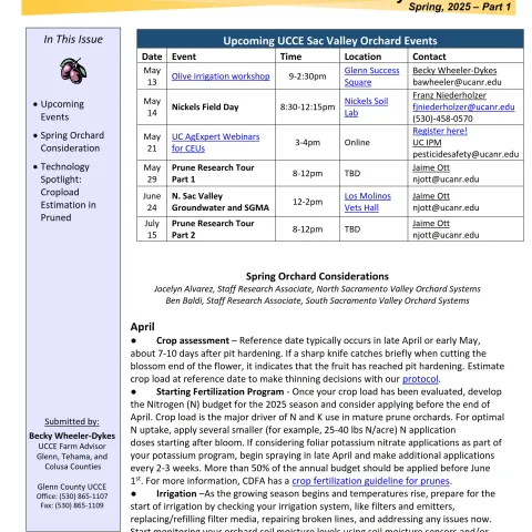 Glenn County UCCE Sacramento Valley Prune Newsletter - Spring 2025 - Part 1