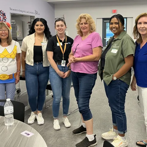 MORE CEO Susie Davies; Mariana Garcia and Cailin McLaughlin of CalFresh Healthy Living, UCCE; Luanne McGowan of MORE; Carmela Padilla of CFHL, UCCE; and Andra Nicoli, CFHL, UC state office